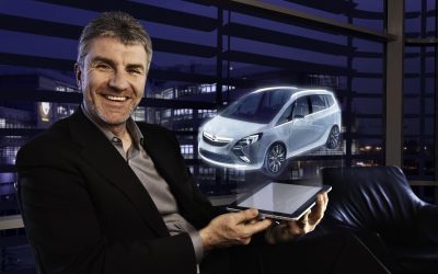 Un terminal holographique du futur. Ici, pour une publicité pour l'Opel Zafira Tourer